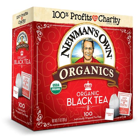 Newman's Own Organic Black Tea - 100 Wrapped Bags, USDA Certified ...