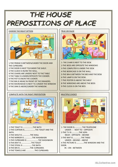 Esl Prepositions Of Place Worksheets Free