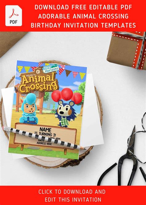 (Free Editable PDF) Funny Animal Crossing Birthday Invitation Templates ...