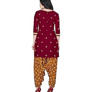 Miraan Women's Cotton Unstitched Dress Material (SGPRI418, Red, Free ...