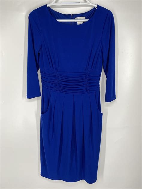 Drapers Damons Dress Womens 6 Ruched Waist Knee Length 3/4 Sleeve ...