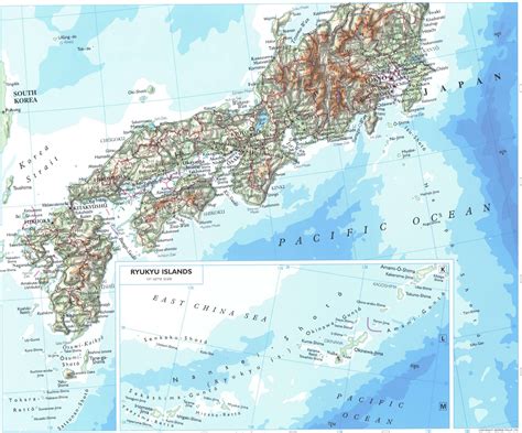 Map of Japan with cities and towns. Detailed large-scale map of Japan