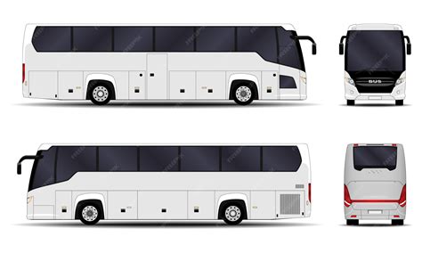 Premium Vector | Realistic bus. side view; front view; back view