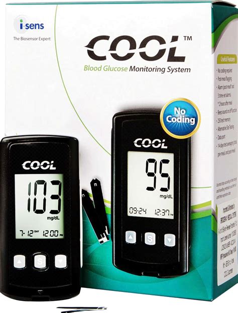 Buy I-SENS COOL GLUCOMETER 10 BLOOD SUGAR TEST STRIPS GLUCOMETER (BLACK ...