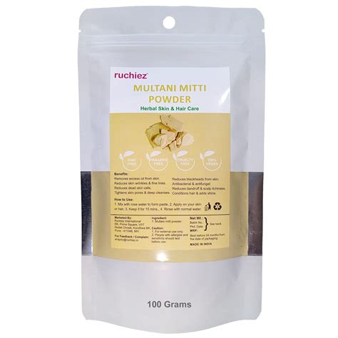 Ruchiez Organic Multani Mitti Face Pack & Hair Care Powder, 100 Gram ...