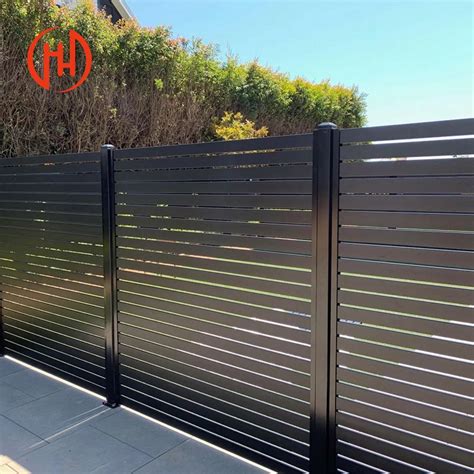 Aluminum Screen Fence Panels Semi-Privacy Horizontal Slat Fence - Panel ...
