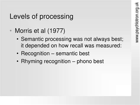 Image result for Levels of Processing model Levels of Processing Examples