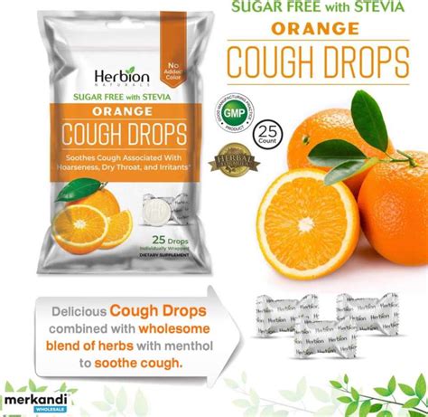 Herbion Naturals Cough Drops with Orange Flavor, Sugar-Free with Stevia ...