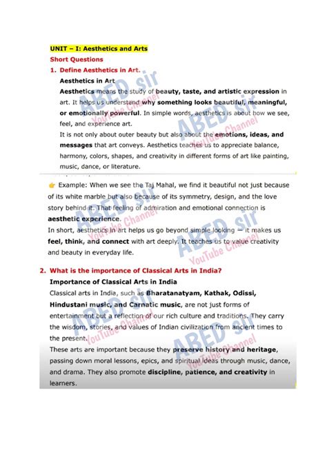 B.ED 101: Aesthetics and Arts in Education - Study Notes - Studocu