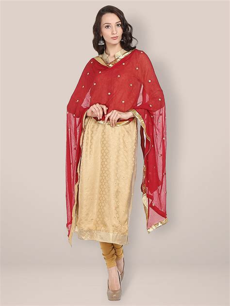 Gold Butti Embroidered Chiffon Dupatta Dupatta Bazaar