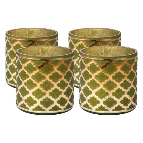 Buy PURE Home + Living Small Moroccan Pattern Glass Candle Holder Set ...