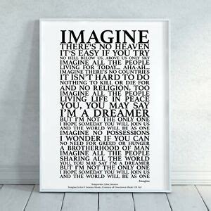 Imagine - John Lennon Song Lyrics Print Poster (Unframed) Wall Art ...