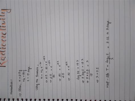 80g of a radioactive material is allowed to decay for 15 days. The mass ...