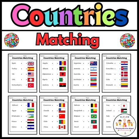 Activities Matching Flags / Countries Worksheets | Made By Teachers