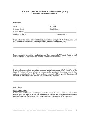 Fillable Online deanofstudents utexas Student conduct advisory ...
