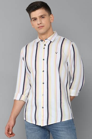 Buy Men White Custom Fit Striped Full Sleeves Casual Shirt Online ...