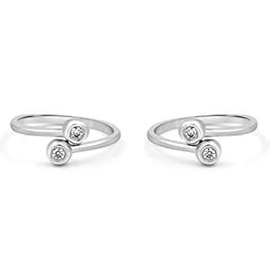 Zarkan 925 Sterling Silver The Belle Dot Toe Rings, Adjustable | Chandi ...