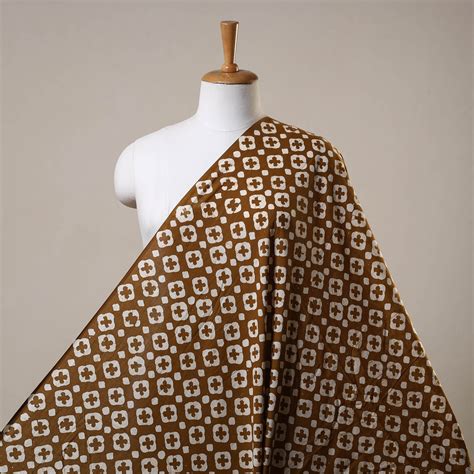 Brown Hand Batik Print Cotton Fabric