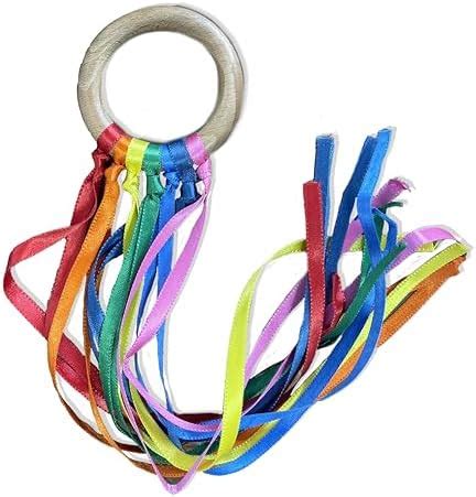 Buy Brainytots Rainbow Ribbon Teether - Soft Wooden Kids Teething Toy ...