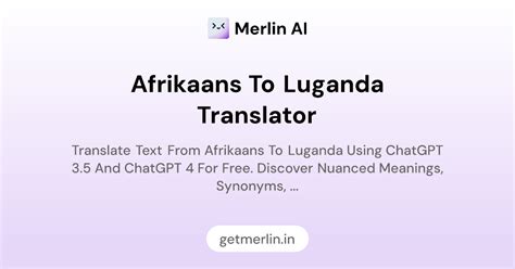 Afrikaans to Luganda Translator