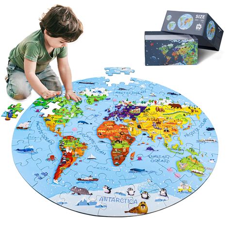 Amazon.com: DIGOBAY World Map Jigsaw Puzzle for Kids 4-8, 70 Piece ...