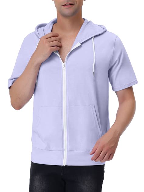 Lars Amadeus Men's Short Sleeve Hoodie Solid Color Zip up Hoodies ...