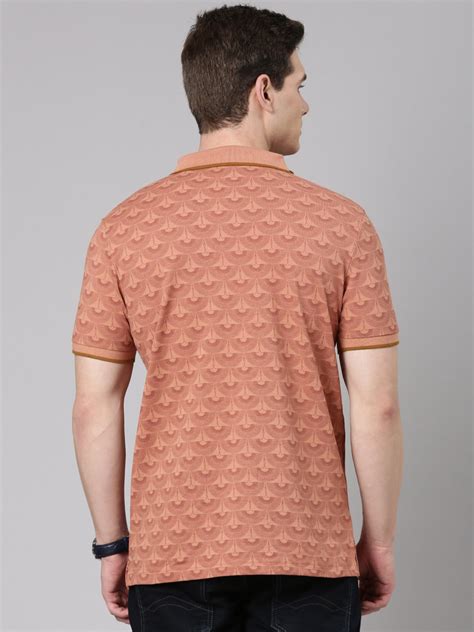 Classic Polo Men's Half Sleeve Rust Polo Neck Slim Fit All Over Print