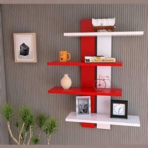 Hindwood Floating Laminated Ladder Shape 4 Tier Designer Wall Rack ...
