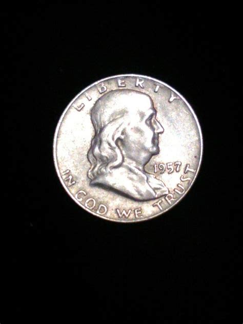 1957 D Half Dollar Silver Benjamin Franklin Liberty Bell E Pluribus ...