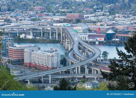 Marquam Bridge Over Willamette River Editorial Photography - Image of ...