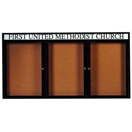 Aarco Enclosed Natural Pebble Grain Cork Bulletin Board w/ Header ...