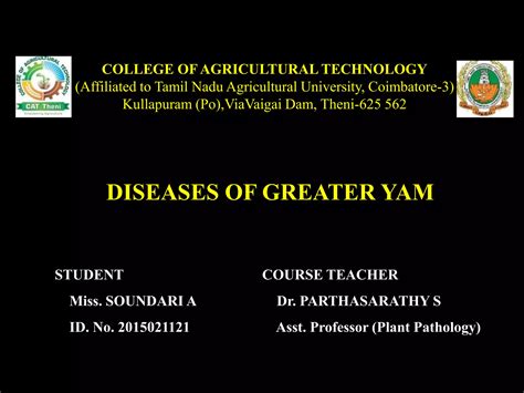 Diseases of greater yam | PPTX