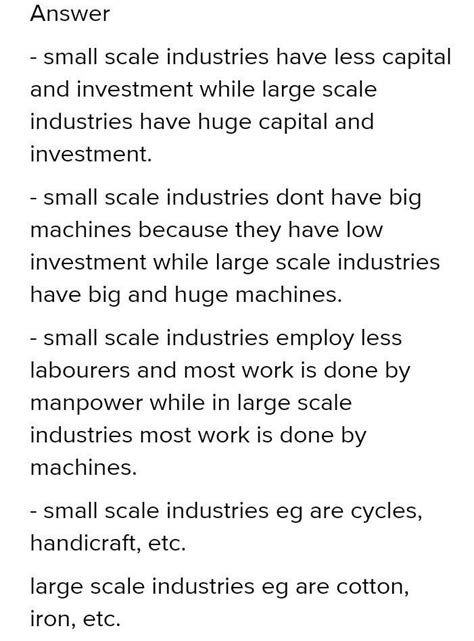 write the difference between large scale industries and small scale ...