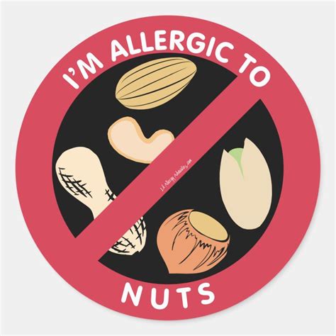 I'm Allergic To Nuts Food Allergy Symbol Kids Classic Round Sticker ...