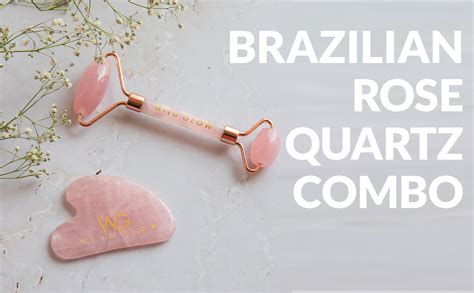 WildGlow Face roller & Gua Sha combo, Brazilian Rose Quartz skincare ...