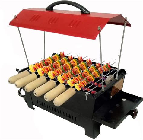HOTLIFE 2 in1 Multipurpose Red Electric Barbeque with 6 Wooden Handle ...