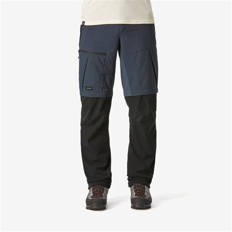 Men Zip-Off Dry Fit Durable Trekking Pants Grey Blue - MT500