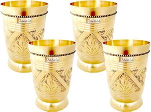 Prisha India Craft (Pack of 4) Pure Brass Mughlai Style Embossed Design ...