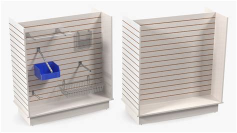 3D Wooden Slatwall Display Unit With Accessories White Model ...