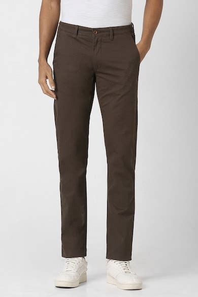 Buy Men Brown Solid Slim Fit Trousers Online - 39734470 | Van Heusen