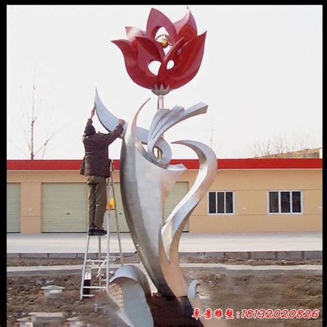 校园不锈钢抽象绽放花朵雕塑 - 卓景雕塑公司