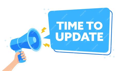 Premium Vector | Vibrant Blue Announcement Illustration Saying TIME TO UPDATE with Hand Holding ...
