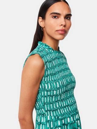 Whistles Petite Smudge Heidi Midi Dress, Green/Multi