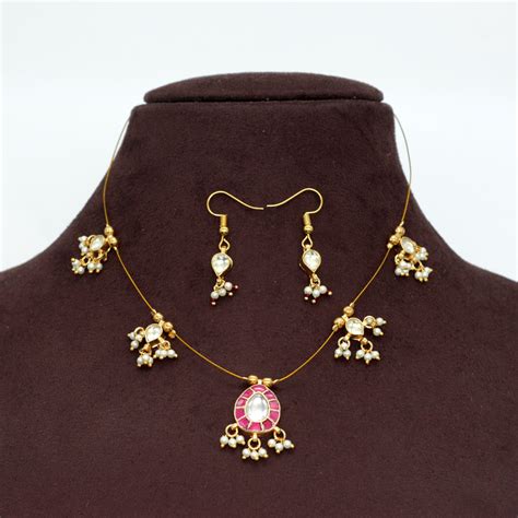 THILAK - Handmade Jadau Kundan Invisible Necklace Set – Happy Pique