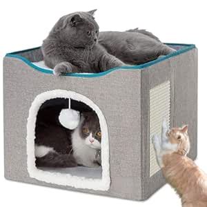 House Of Pets Beds for Indoor Cats - Large Cat Cave for Pet Cat House ...