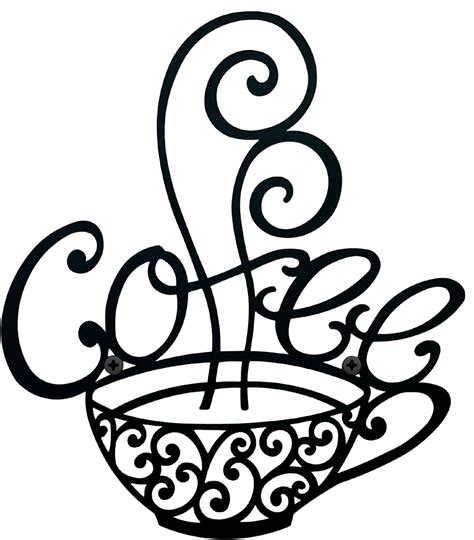 Buy COLIBYOU Coffee Scroll Metal Cup Wall Art Kitchen, Restaurant ...