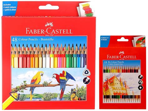 Faber-Castell 48 Triangular Colour Pencils Bi-Colour Pencil, Pack of 18 ...
