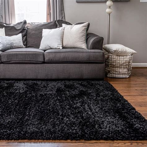 Infinity Collection Solid Shag Area Rug by Rugs.com ‚Äì Black 9' x 12 ...