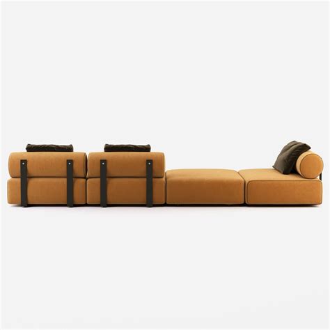 Contemporary Modular System, Black Steel / Water Repellent Velvet For ...