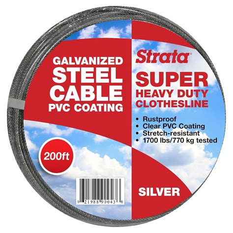 Strata 200 Feet Clothesline Outdoor Heavy Duty Galvanized Wire Steel ...
